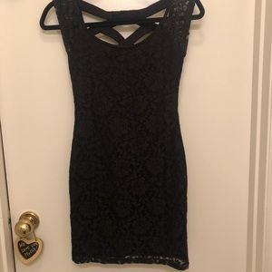 Black lace mini dress